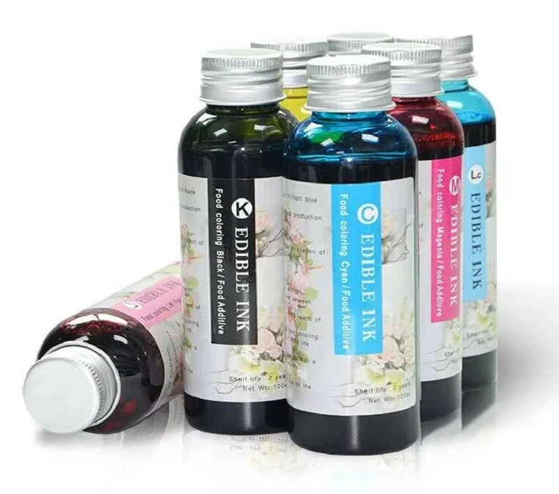 

Free Shipping 100ML x 4PCS(CMYK) Universal Edible Ink For cake chocolate coffee food and Canon Desktop Inkjet Printer