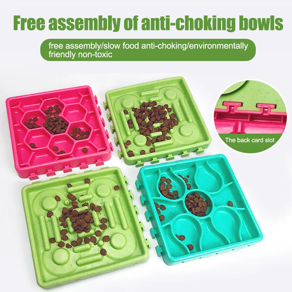 

4 In 1 Dog Feeding Food Bowls Lick Mat Slow Down Eating Feeder Dish Food Bowls Puppy Protect Bowel Prevent Obesity