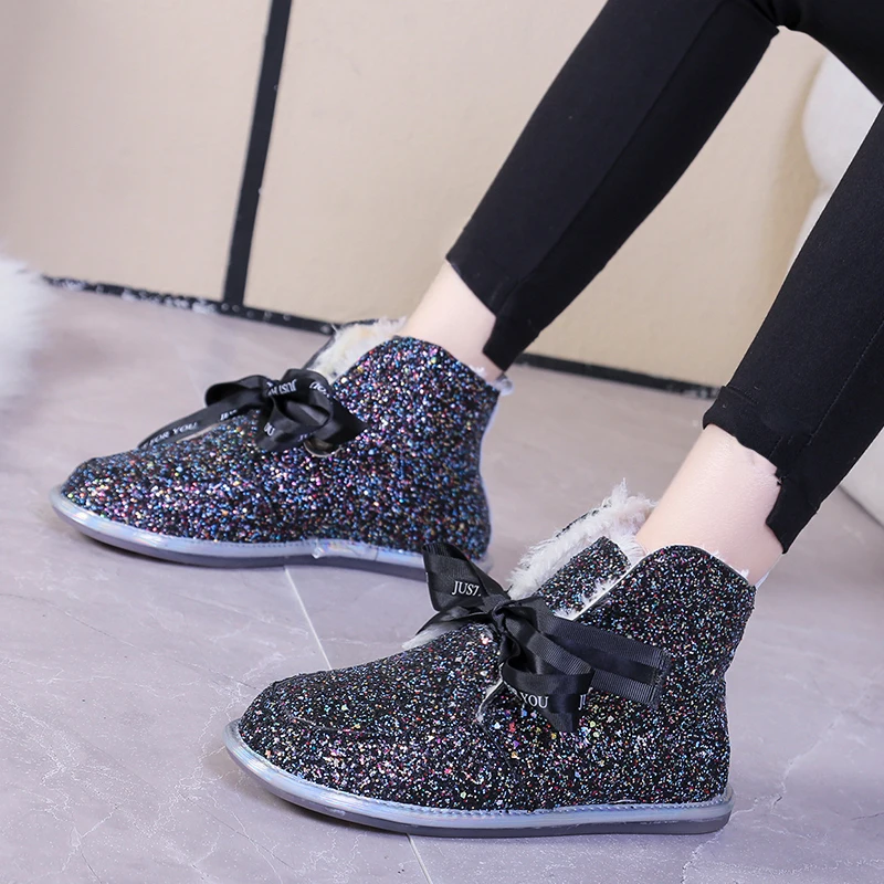 Rimocy Мода цвета: золотистый серебристый с блестками женские ботильоны Сгущает