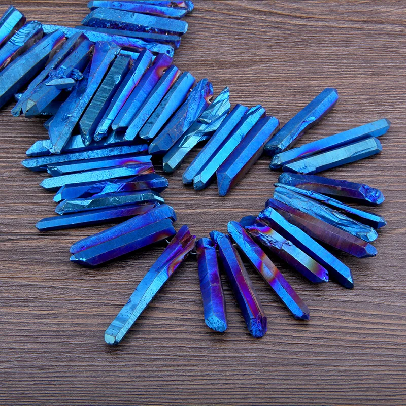 Натуральный Полированный синий кристалл титана кварцевый Топ бусина с