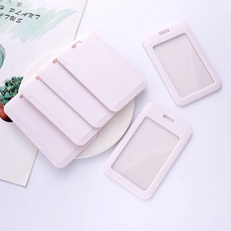 

White Push ID Card Holder Office Supplies Wholesale Basic White PP Pendant for Identification Card Pass Cover