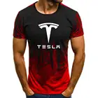 Мужская футболка с коротким рукавом и логотипом Tesla Car, летняя повседневная хлопковая Футболка с градиентом, модная брендовая мужская футболка в стиле хип-хоп Харадзюку