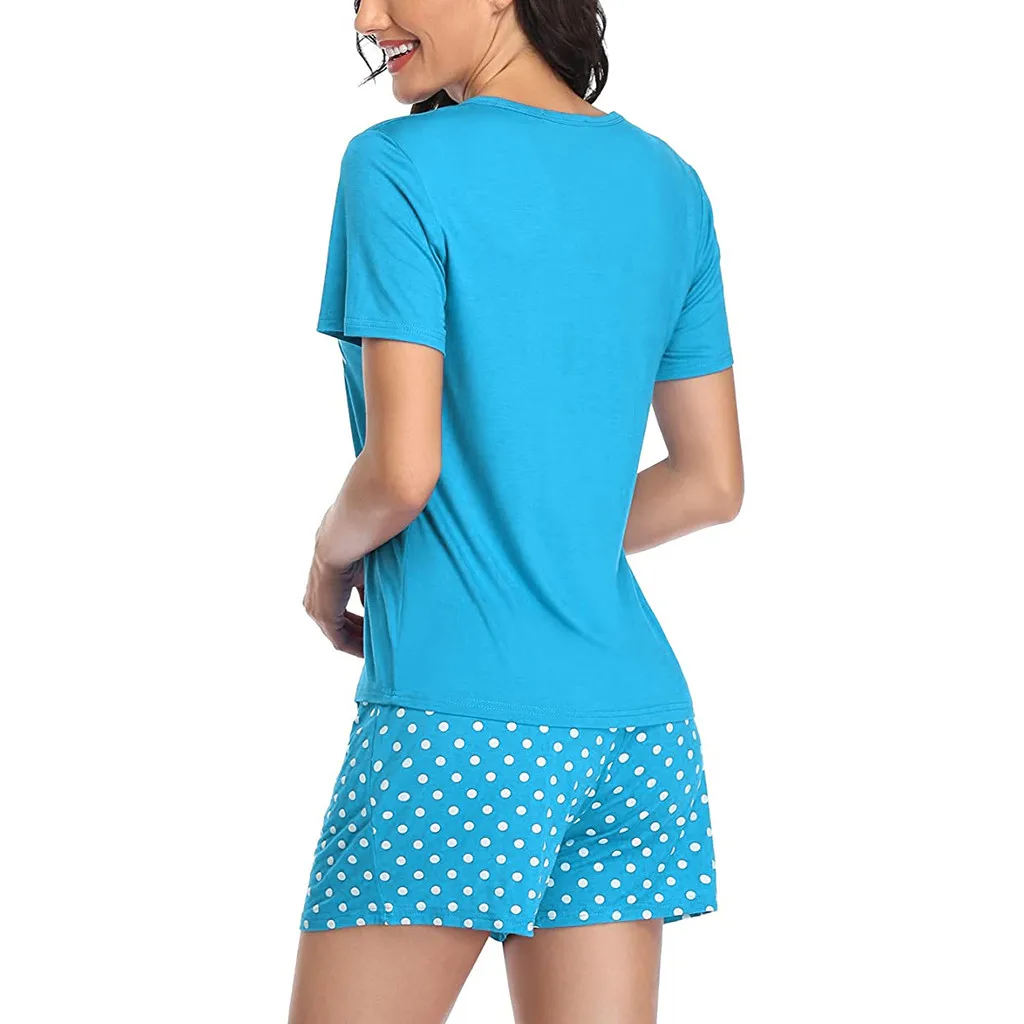 Summer Young Girl Short Sleeve Pajamas Set For Women Cute Cat Nightshirt Casual Home Service Sleepwear Suit Homewear 2020 | Женская