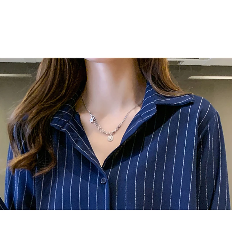 

Striped White Blouse Women Office Lady Tops Button Long Sleeve Chiffon Shirt Woman Clothes 2021 New Spring Autumn Blusas Femme