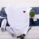 Летняя Хлопковая женская футболка с принтом в виде сердца, женская футболка с коротким рукавом, простые женские футболки с круглым вырезом