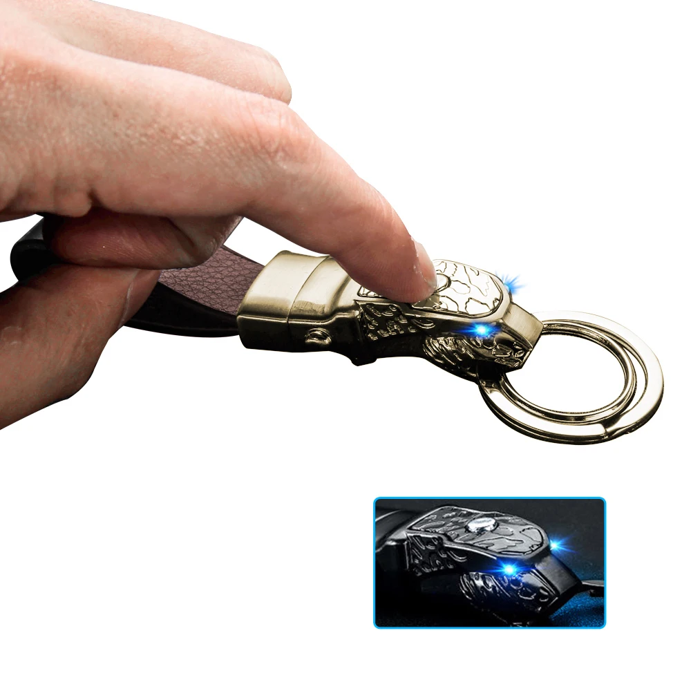 Автомобильный Леопардовый кожаный брелок светодиодный светильник для