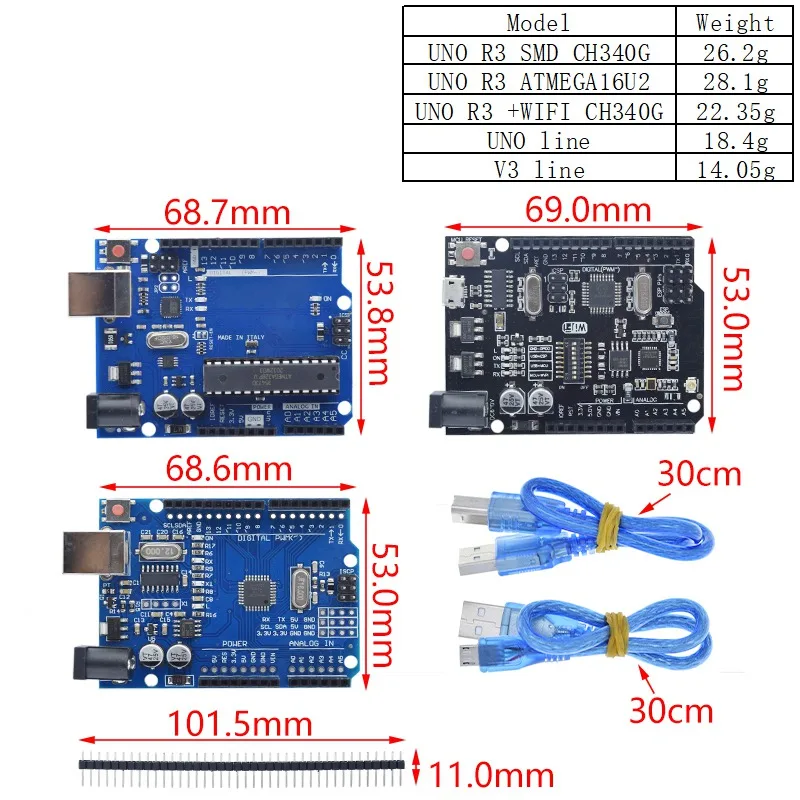 Официальная коробка UNO R3 ATMEGA16U2 / + чип CH340G Wi-Fi ATMEGA328P для Arduino макетная плата WeMos ESP8266 1