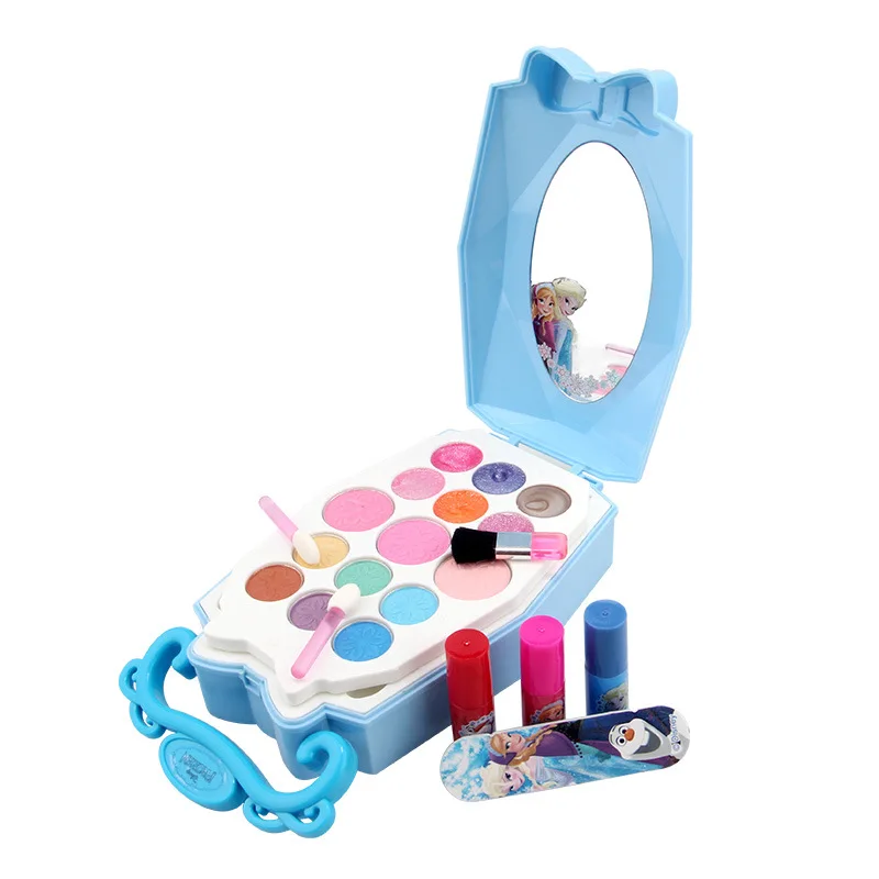 Disney 22Pcs Ice Princess Makeup Box Toys Set Mini Portable Play House Cosmetics Tool Toy for Children Kids Girls Christmas Gift