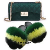 ladies chain crossbody purse womens real fox fur slippers jelly modern shoulder bag shoes sets ladies furry slides fur sandals