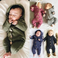 pudcoco toddler baby clothes hooded long sleeve button boygirl kids baby rompers cotton jumpsuit new born baby clothes outfit