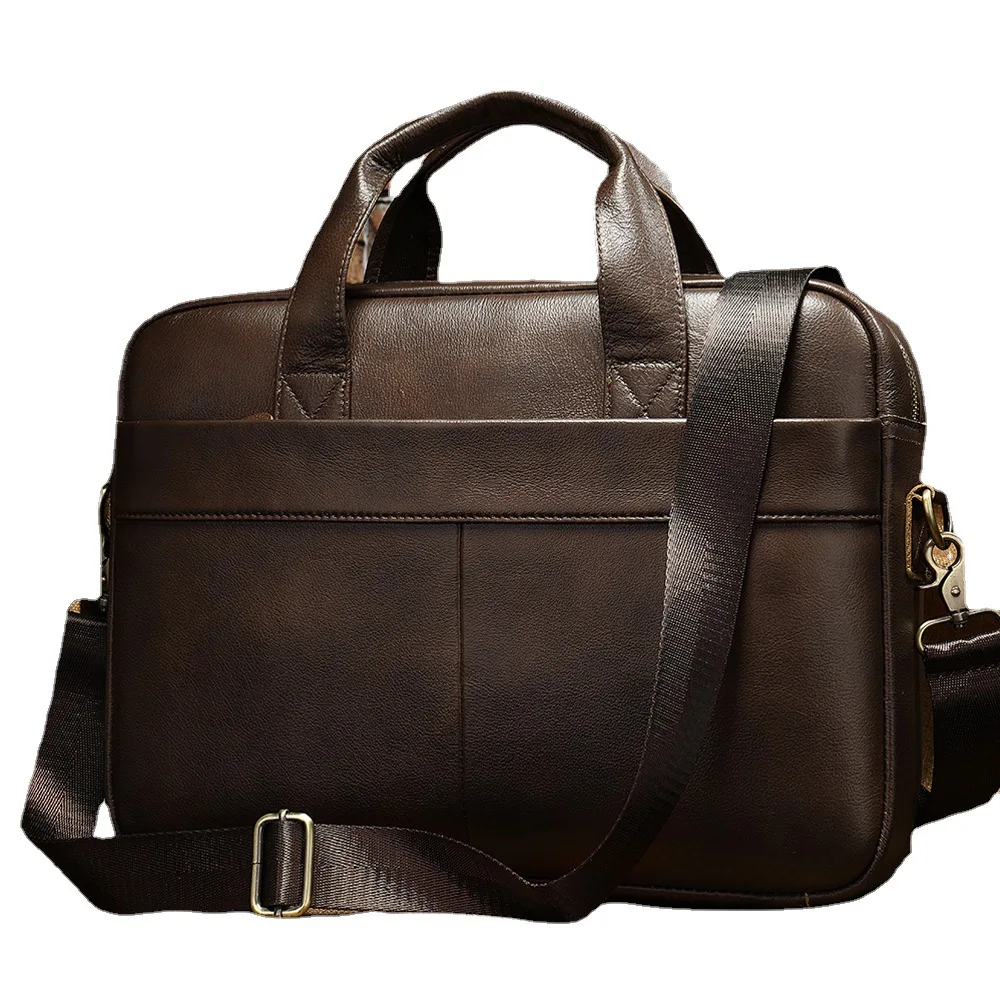 

Men's Genuine Leather Briefcase For Laptop 14inch Messenger Male Leather Bag Business Portfolio For Document A4 Shoulder Bags