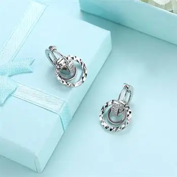 

K gold zircon earrings square diamond romantic earrings ear clips women white gold KZCE146-C KZCE146-C