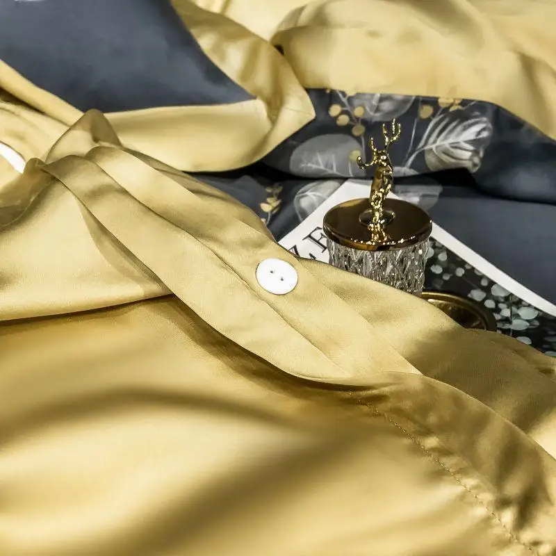 Роскошный комплект постельного белья J из 100% шелка вишневого серого цвета с