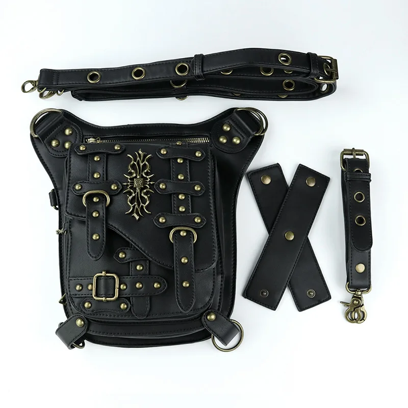 

Norbinus New Women Punk Rivets Waist Bag Motorcycle Rider Drop Leg Thigh Bag Belt Hip Bum Pouch Pack Men Crossbody Shoulder Bags