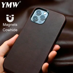 retro magnet genuine leather case for iphone 12 pro max 12pro mini magnetic fashion business natural cowhide phone case cover free global shipping