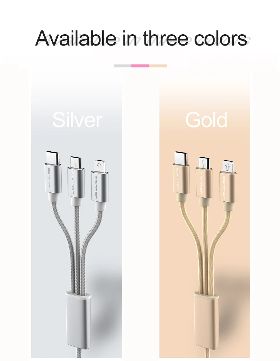 Jellico 3в1 USB кабель для iPhone X 8 7 6 кабель Micro usb type C кабель для samsung S9 S8 кабель быстрой зарядки 3A шнур зарядного устройства