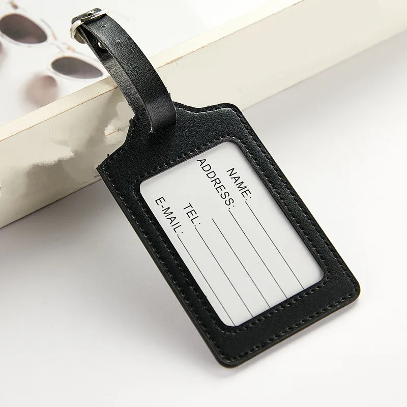 Style 2 Black ETya, модные багажные бирки для путешествий, деловых поездок, для женщин и мужчин, чемодан из ПУ-кожи, ID адрес, держатель, багажная бирка - Цвет: Style 2 Black