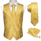 Мужской костюм Barry.Wang, 8 цветов, жилет, желтый жилет с узором пейсли, Шелковый жилет с v-образным вырезом и галстуком, строгий M-2049 для отдыха
