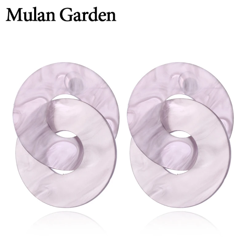 Серьги женские двойные круглые из акрила серого и желтого цвета|Серьги-подвески|