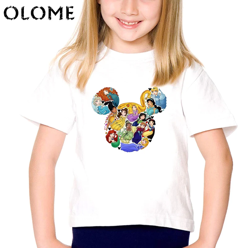 Детская Милая футболка принцессы с принтом мультяшной мыши модная мышкой и