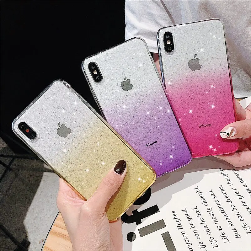Блестящий градиентный цветной чехол для телефона iPhone 11 Pro X XR XS Max 7 8 Plus 6 6S Coque
