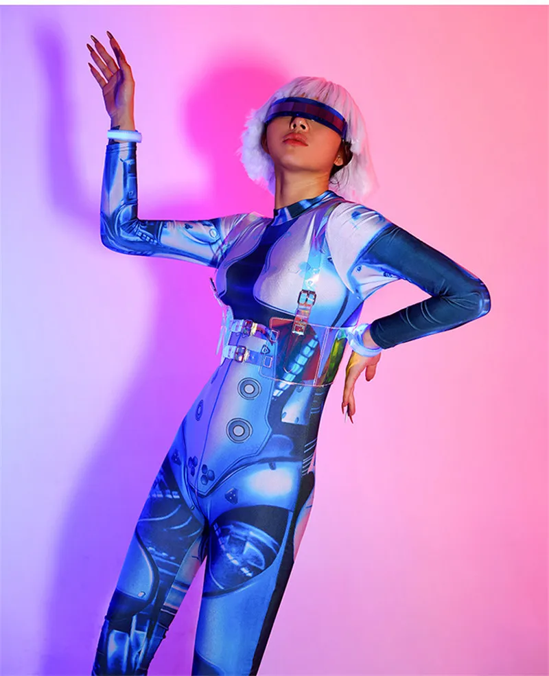 

Halloween Carnival Party Women's Sexy Suit Cosplay Costumes Mechanical Design Futuristic Flexible Cool Nightclub Uniform Clothes