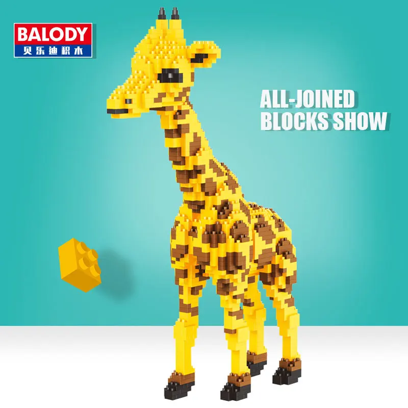 Жираф создатели мини Алмаз микро строительные блоки кирпичи модель Развивающие