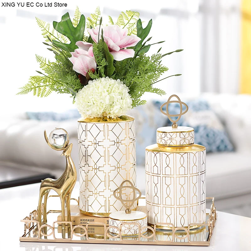 Керамическая ваза в Европейском стиле украшение для гостиной с засушенными