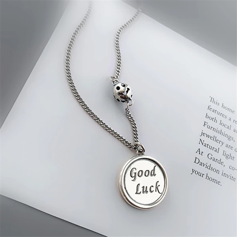 Корейский Японский стиль буквы удачи ТВ шоу кубинская Подвеска Ожерелье круглая