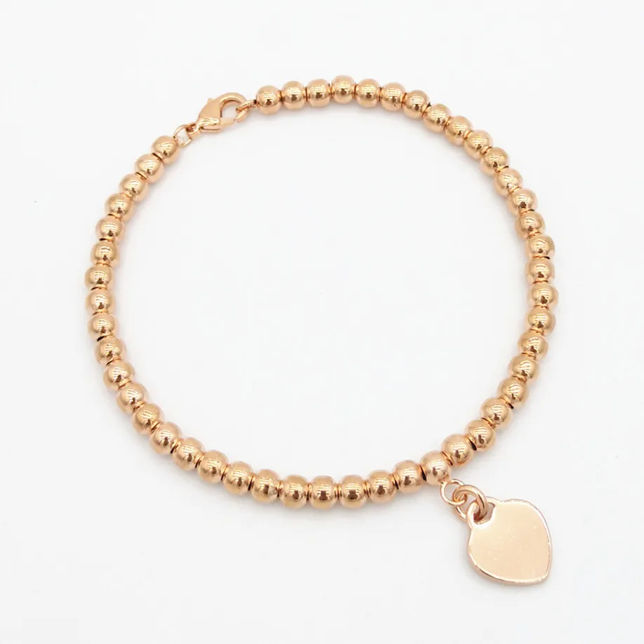 1: 1 серебро 925 Классические Модные Роза Золотое сердце образный карты 4 мм круглые