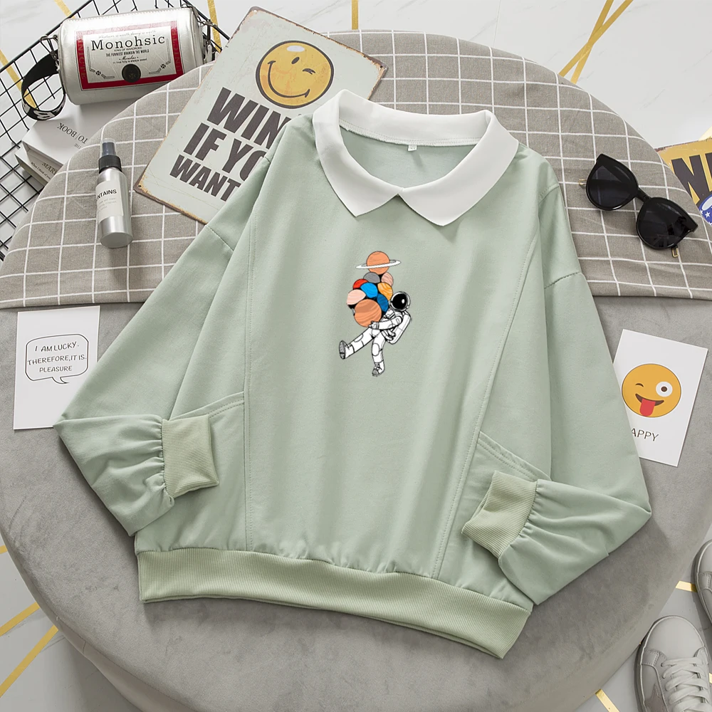 Cute Funny Sweatshirt Women Aesthetic Clothes Oversized Hoodie Cotton Long Sleeve Sweatsuit Kawaii Print Sweetshirt for Girls