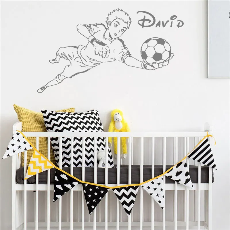 

Custom Personalised Name Football Player Boys Wall Sticker Kids Bedroom Decal DW3424
