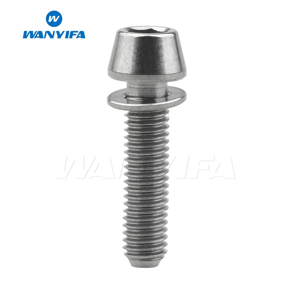 M5x20 Titanium Wanyifa M5x16mm M5x18mm M5x20mm коническая головка Винт С Титановым болтом с шайбой для руля велосипеда синий черный титан радуга золото - Цвет: M5x20 Titanium