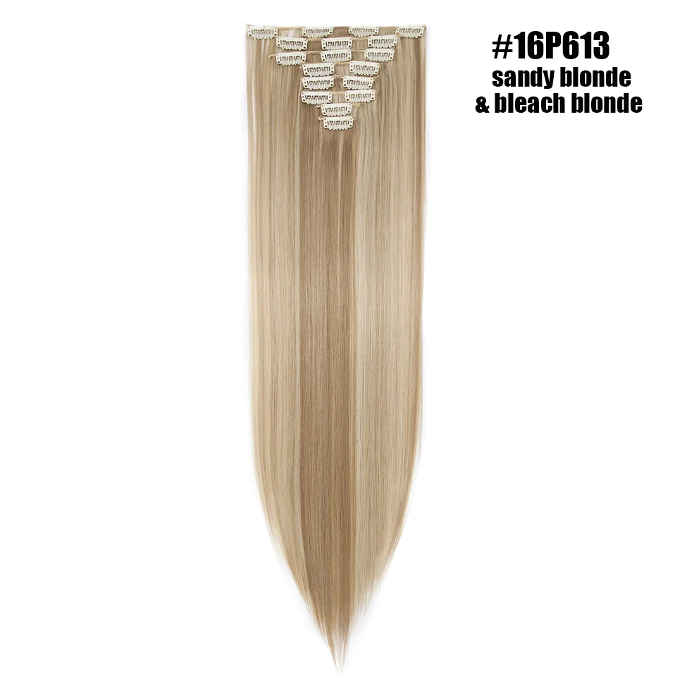16P613 S-noilite 2" 8 шт./компл. шелковистые прямые волосы Наращивание волос Синтетические наращивание натуральных волос для Для женщин длинные натуральные волосы на заколках для наращивания, волосы на заколках - Цвет: 16P613