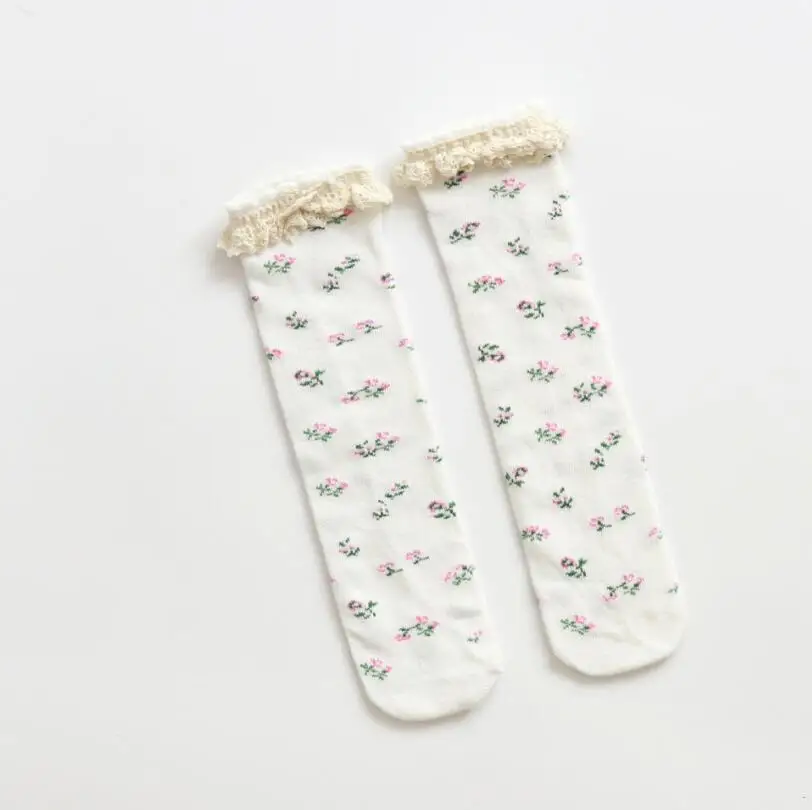 Мягкие дышащие носки для новорожденных девочек Хлопковые гольфы с цветочным