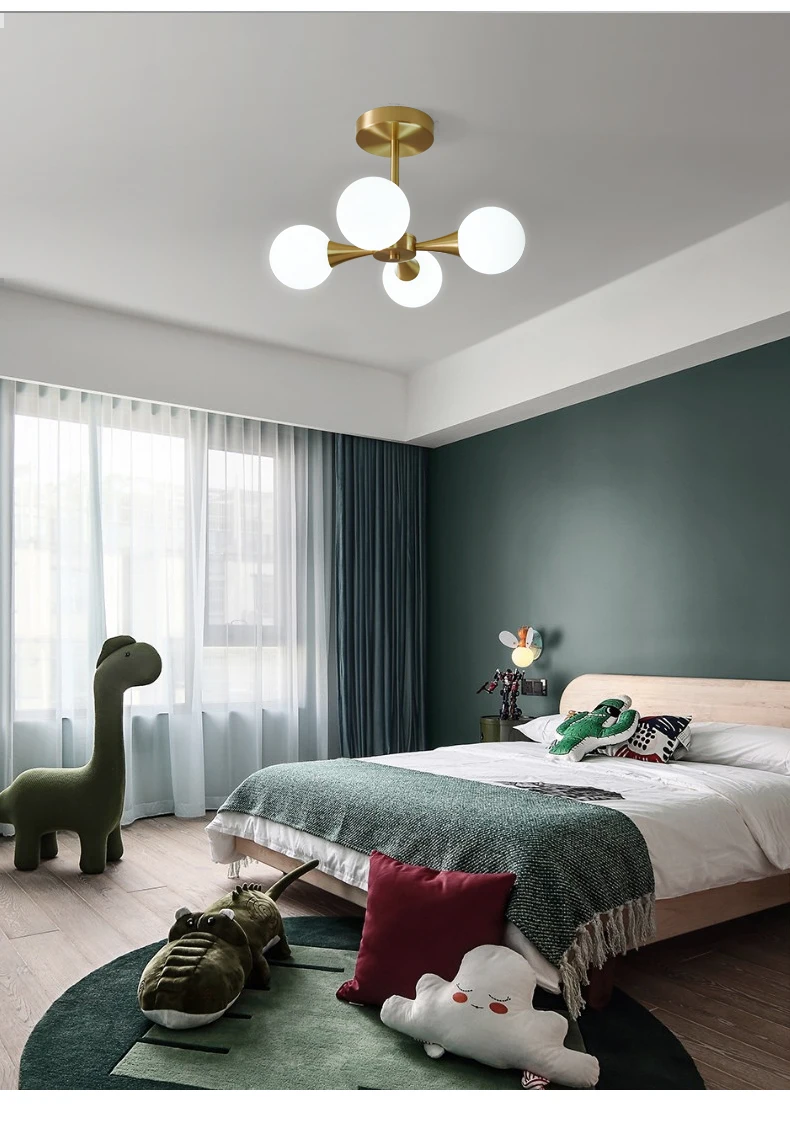 

Nordic LED Chandelier for the Kitchen Bedroom Dining Room Modern Copper Glass Ball Ceiling Pendant Lamp Hanging Lighting Home