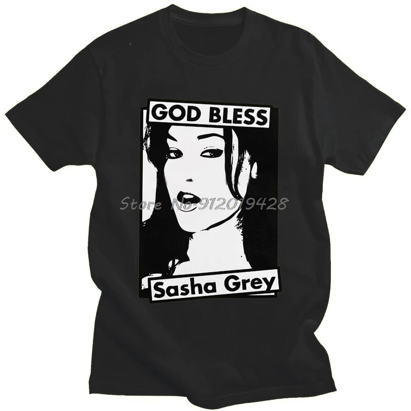 

Men's Fashion God Bless Sasha Grey T Shirts Short Sleeve Cotton Tshirt Summer T-shirt Fashion Brand Tee Tops Streetwear