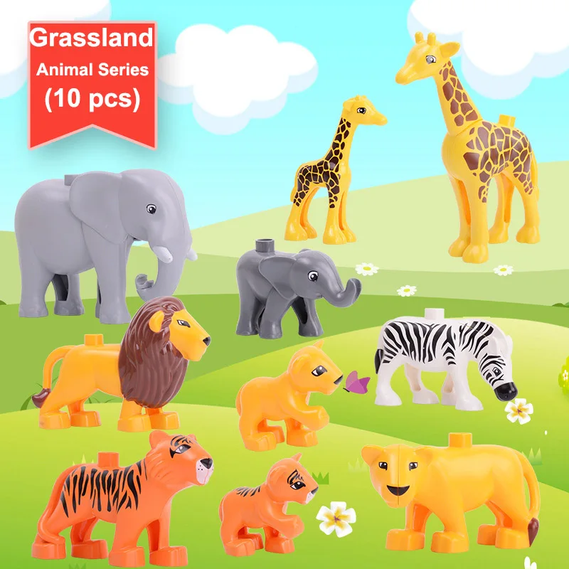 Animal Block Toy Dinosaur Lion Model Figures Big Size Building DIY Cartoon Brick Educational For Children Gift | Игрушки и хобби