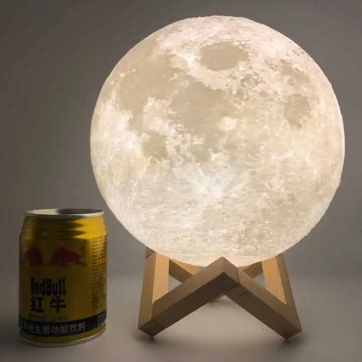 20cm Rambery Moon Lamp 3D Printing Night Light Rechargeable 3 Color Faucet Lights 16 Color Changing Remote Control Lamp LED Moon Sun - Цвет: 20cm