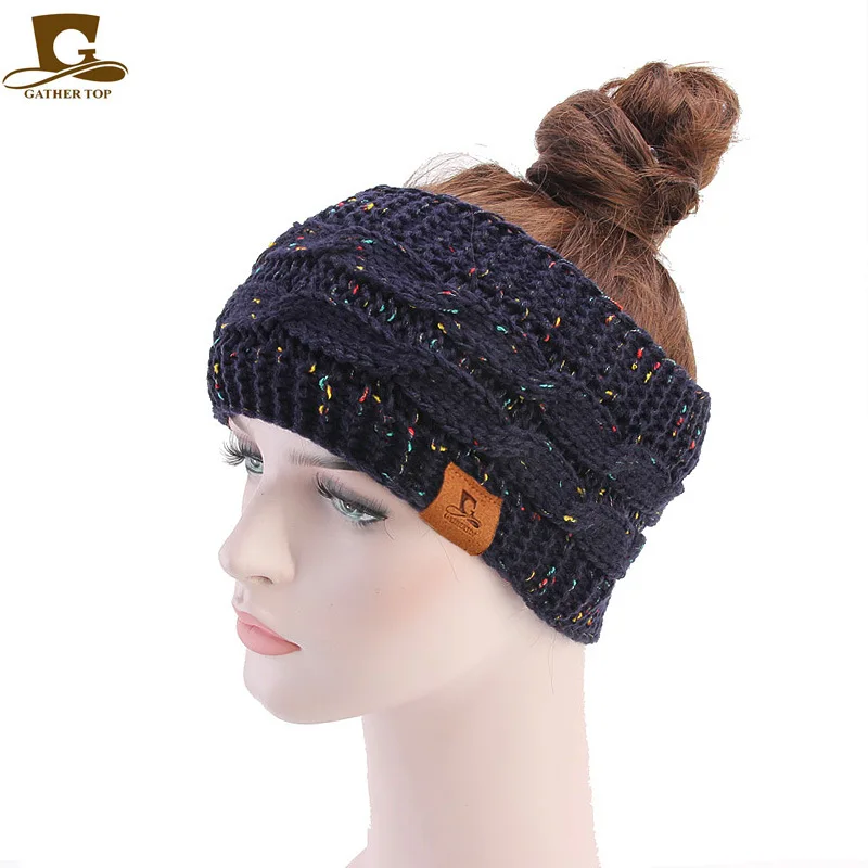 Осень-зима новинка плетеная повязка на голову теплые наушники шапка с отверстием
