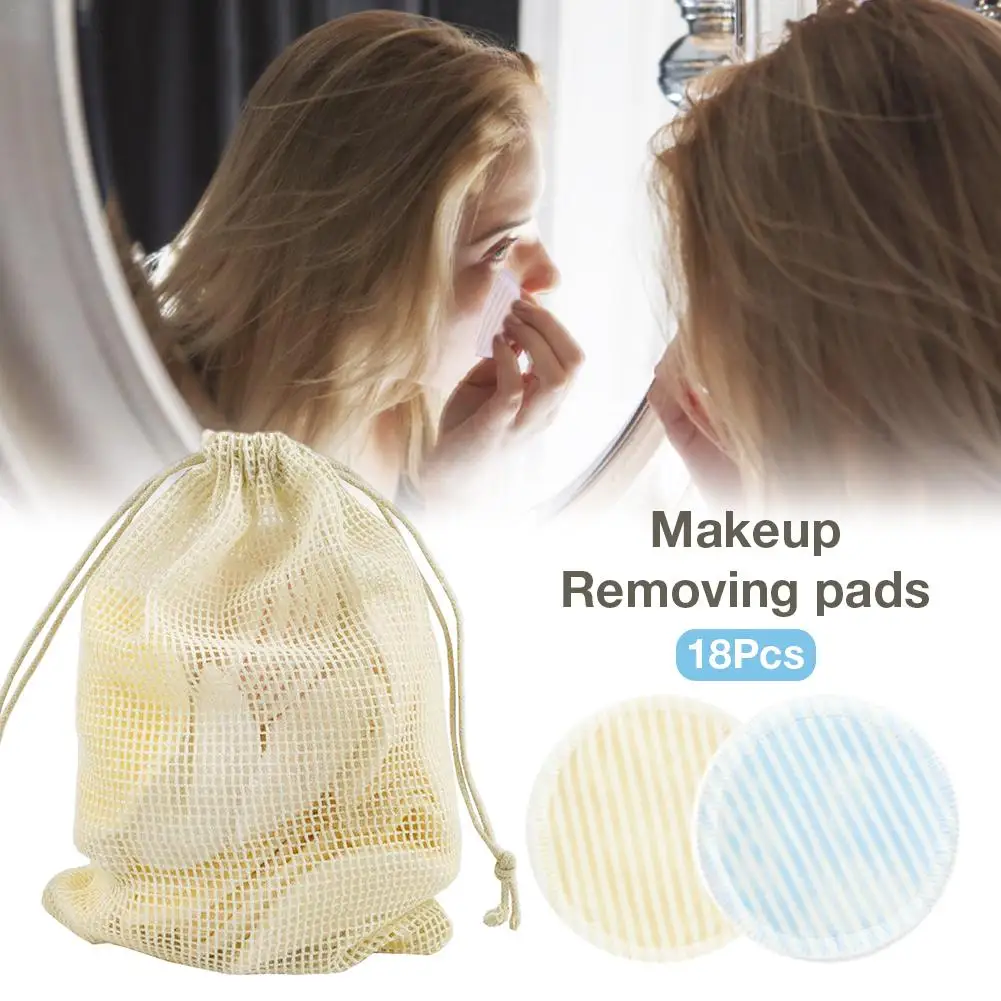 

Makeup Removal Cotton Pad Bamboo Fiber Reusable Cotton Rounds Pads For Face Eye 18Pcs