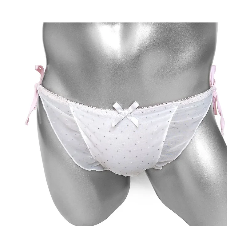 Sissy прозрачные трусики сексуальное нижнее белье регулируемое в горошек CD мужское