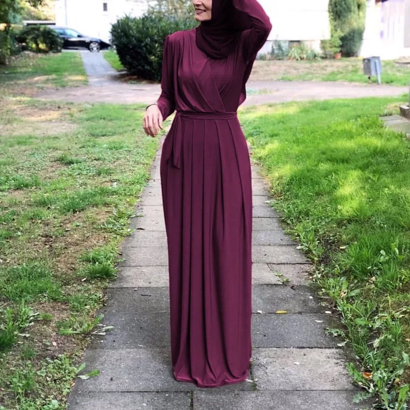 7 цветов Элегантный Pleated mAh плиссированная Турецкая абайа Сингапур полная длина jilбаб Дубай женское мусульманское исламское платье