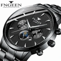 black watch man students sports quartz wristwatches steel waterproof watch concept mens black calendar watch relogio masculino