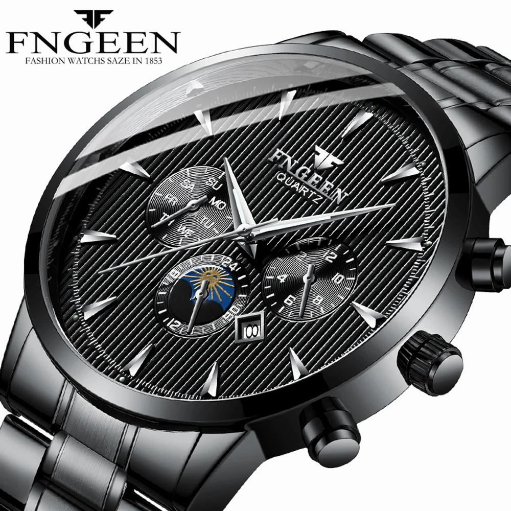 Часы мужские кварцевые водонепроницаемые из стали с календарем | Наручные часы