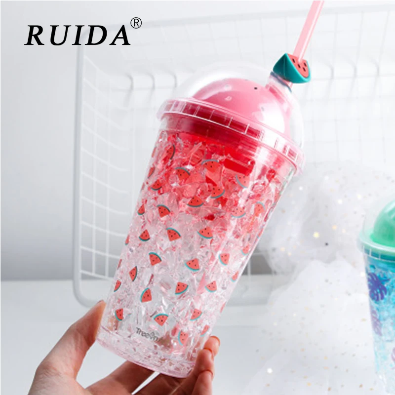 Креативная двухслойная пластиковая соломенная чашка здоровые холодные напитки