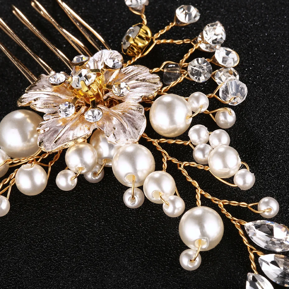 Гребень Стразы с белым жемчугом свадебный головной убор для невесты аксессуары