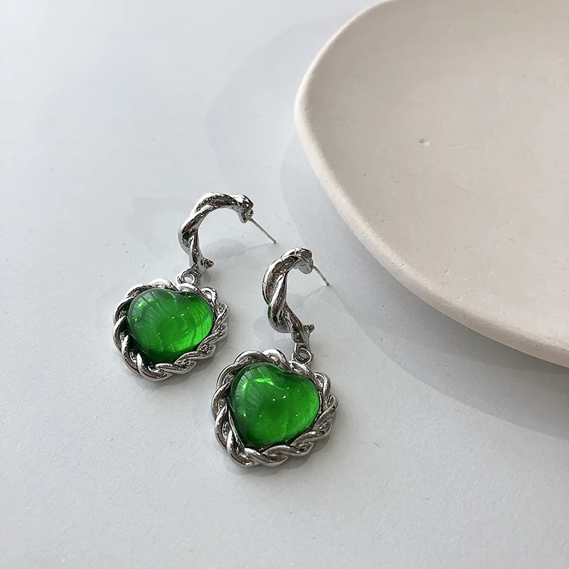 Женские Висячие серьги-подвески в форме сердца сказочные серьги зеленого цвета с