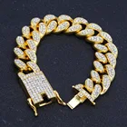 Мужской браслет в стиле хип-хоп, сверкающий браслет из кубинской цепи с искусственными бриллиантами, мужское ювелирное изделие из сплава