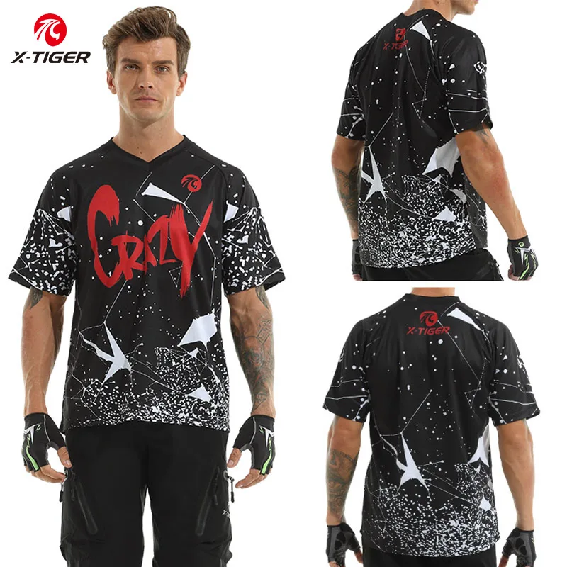 

X-Tiger Short Sleeves Cycling Jerseys Summer Mountain Bike Downhill Jersey Quick-Dry Motocross Racing DH Shirt